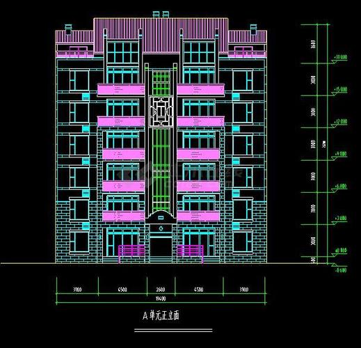 某地小區住宅樓建筑設計cad施工立面圖